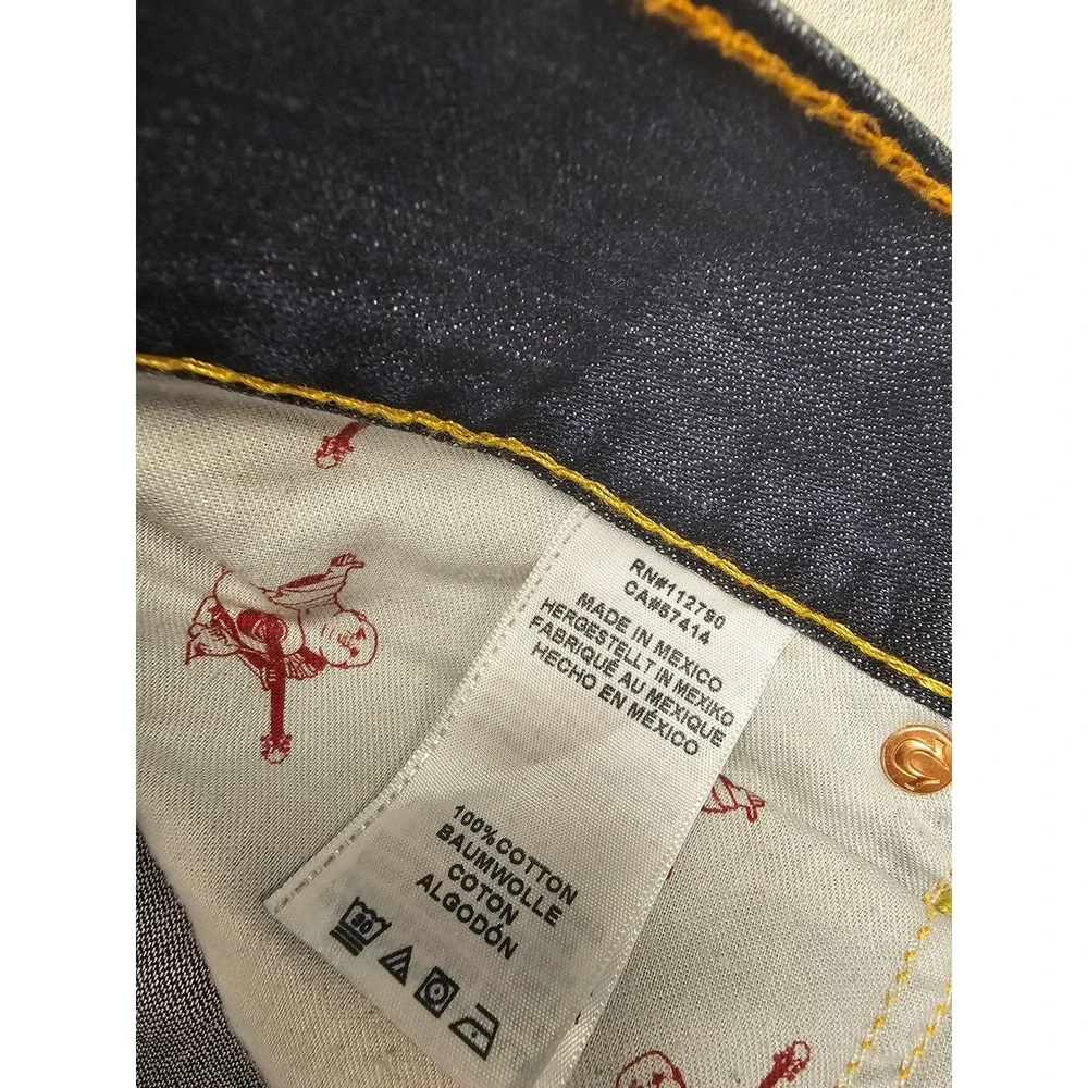 True Religion Section Slim Mens Jeans 38 Dark Wash Indigo Denim Cotton 31 Inseam